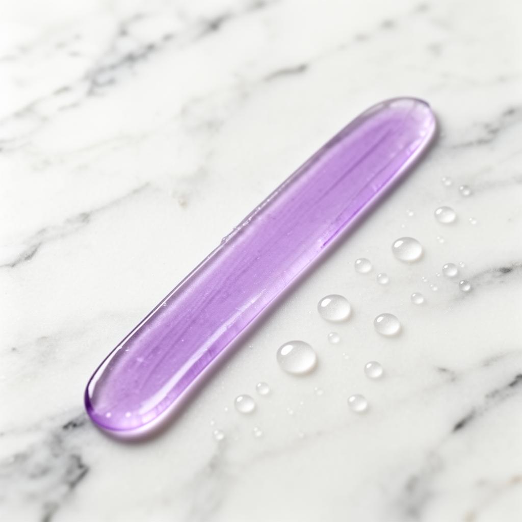 Close-up of purple whitening strip